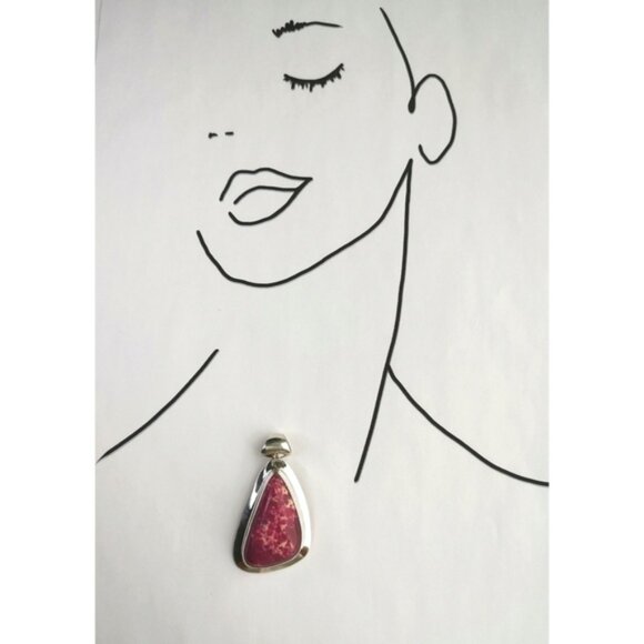Sterling silver Raspberry Red Jasper drop pendant - Picture 6 of 7